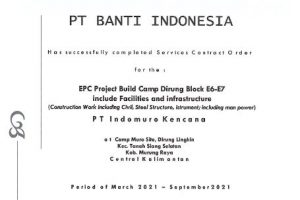 Certificate of Completion Build Camp Dirung Blok E6-E7