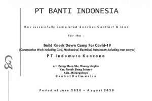 Certificate of Completion Build Knock Down Camp For Covid 19